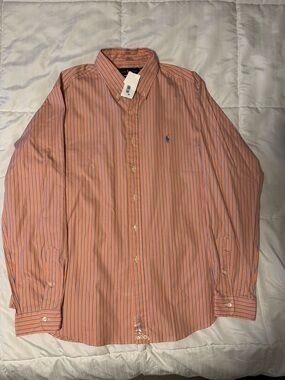 Polo by Ralph Lauren Orange & Blue Striped Button-Up Shirt